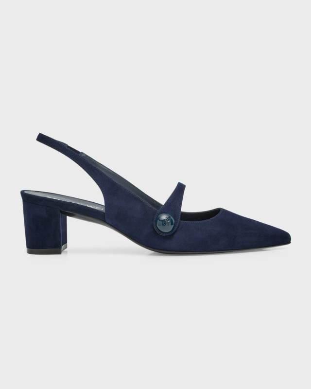 Suede Mary Jane Slingback Pumps
